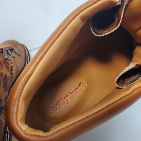 NWT$525 SEE BY CHLOE Eileen Leopard Suede Leather Lace-up Boots Sz 37 (US 6) - Picture 12 of 16